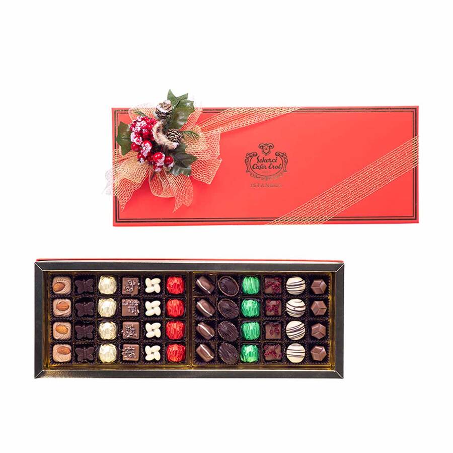 Special Chocolate Red Box with Vertical Pique 48 Pieces