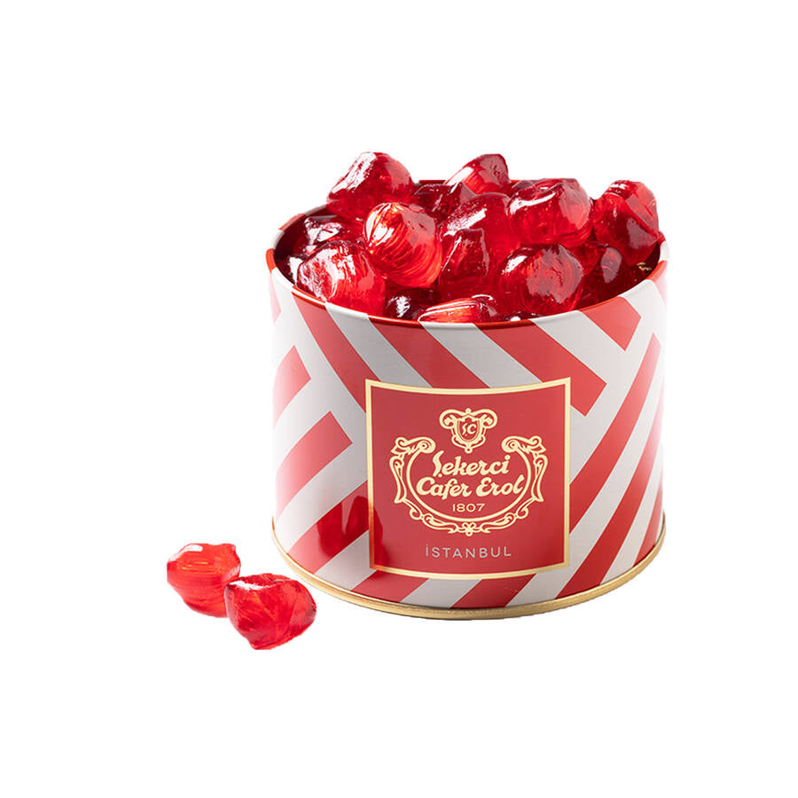 Cinnamon Flavored Rock Candy in Crystal Lid Tin Box