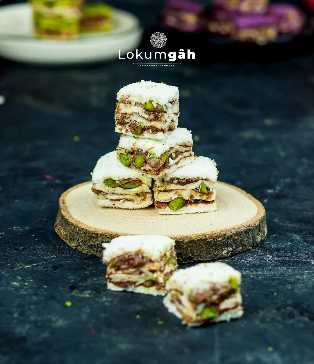 Coconut Coated Chocolate Pistachio Baklava Type Turkish Delight 1 Kg.