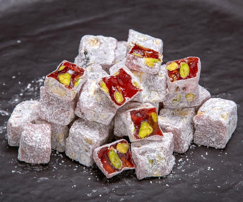 Rich Double Pistachio Turkish Delight with Rose Petals 1 Kg.