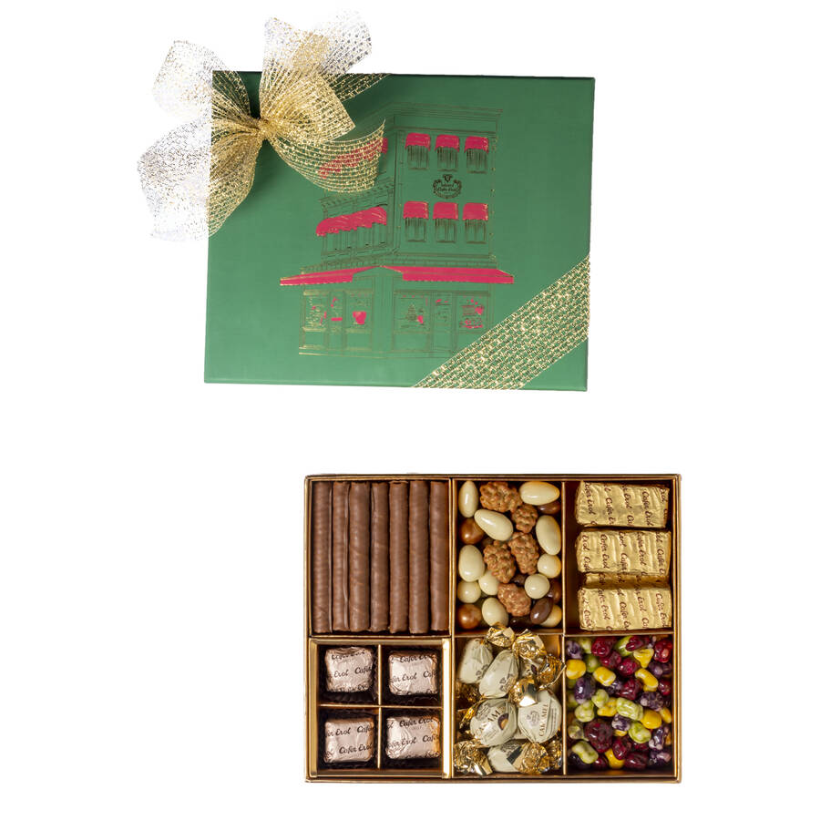 Special Handmade Chocolate in Green Compartment Gift Box