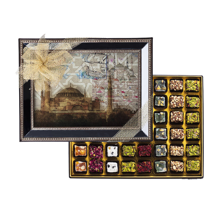 Handmade Special Turkish Delight in Hagia Sophia Mirrored Framed Box