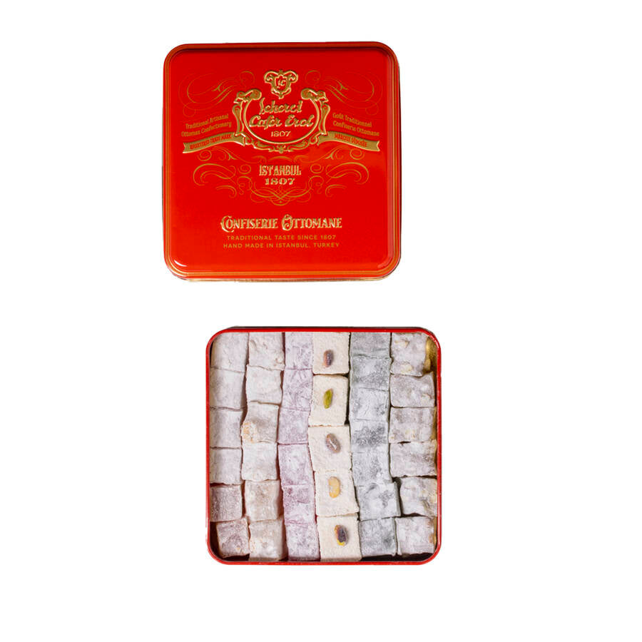 Handcrafted Powdered Turkish Delight in Small Retro Tin