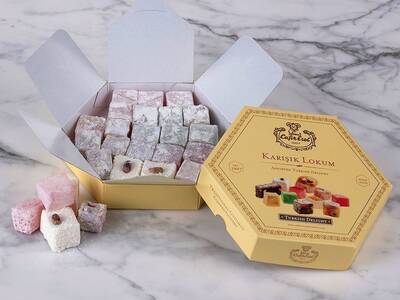 Mixed Turkish Delight in Hexagonal Box