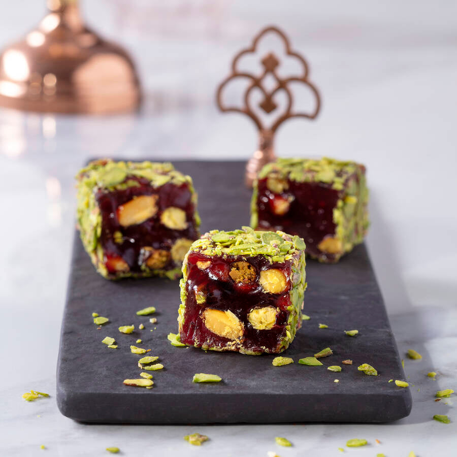 Authentic Pistachio Covered Pomegranate Flavored Turkish Delight 1 Kg.