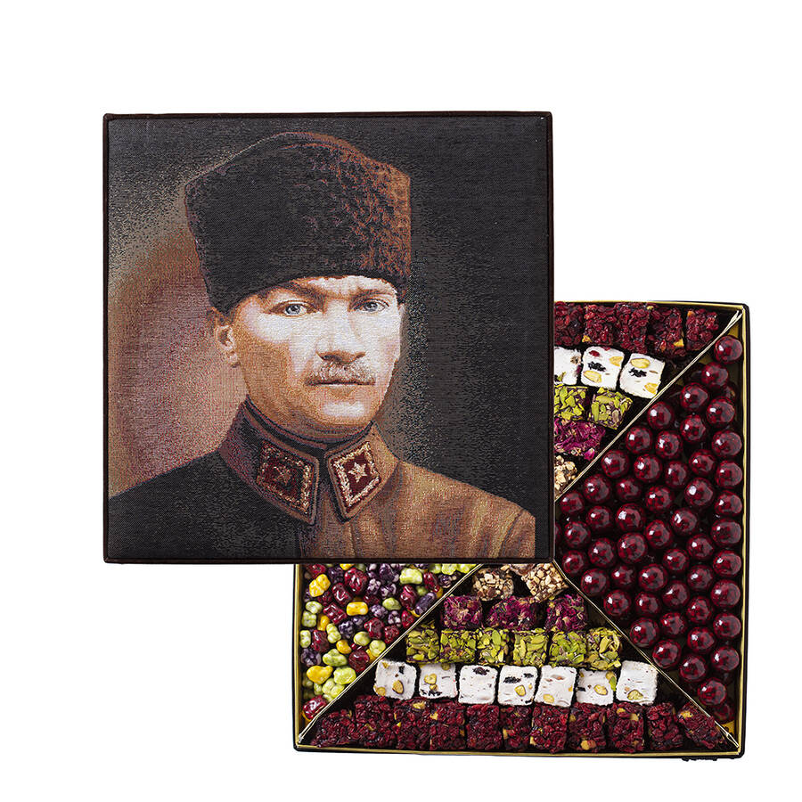 Special Turkish Delight and Dragee in Tapestry Weaving Mustafa Kemal Ataturk 2 Kg.