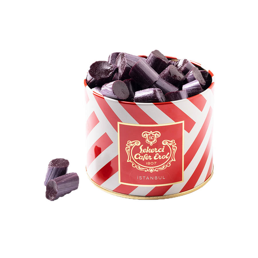 Violet Rock Candy in Crystal Lid Tin Box 350 G.