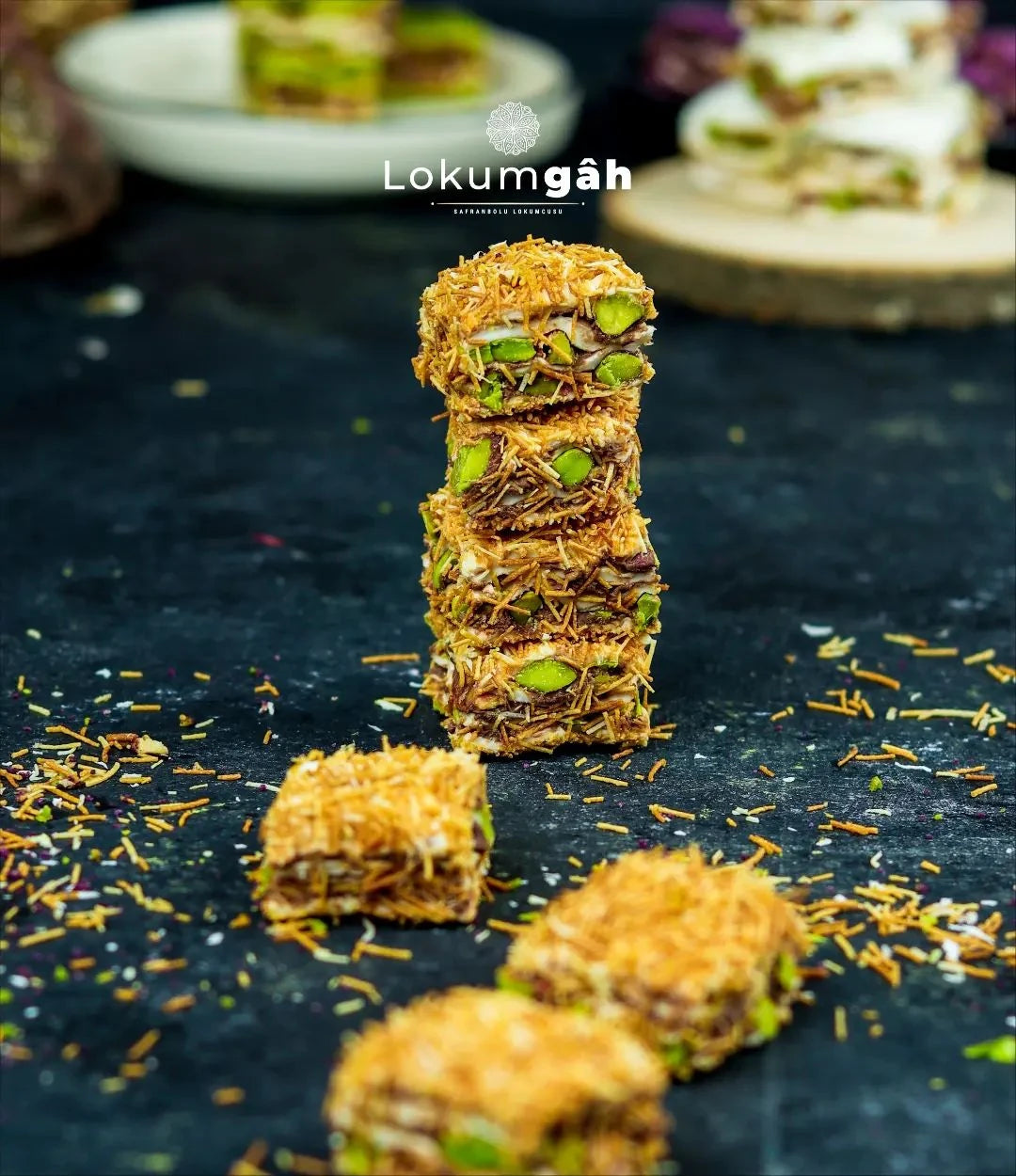 Kadayıf Covered Chocolate Pistachio Baklava Type Turkish Delight  1 Kg.