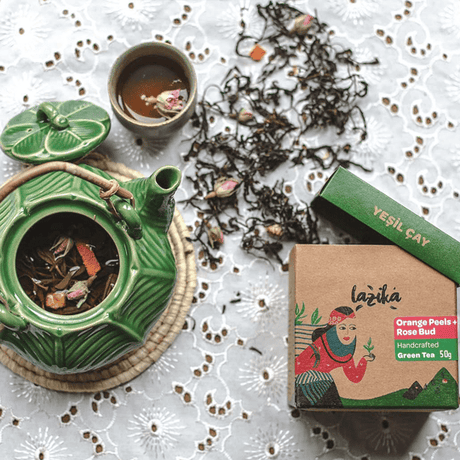 Orange and Rose Infused Loose Leaf Green Tea 50 G.